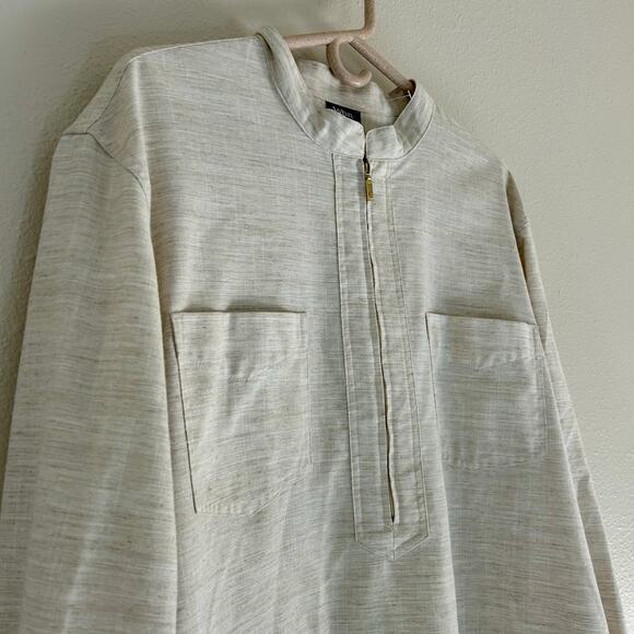 John Blair Manderin neck half zip shirt pockets Scandi minimalist academia XL - Picture 6 of 11